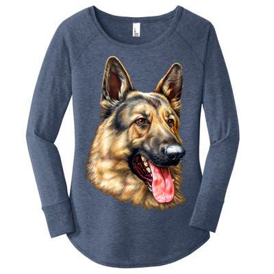 German Shepherd Face Women's Perfect Tri Tunic Long Sleeve Shirt