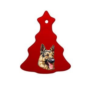 German Shepherd Face Ceramic Tree Ornament