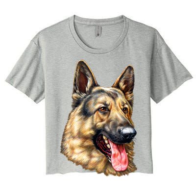 German Shepherd Face Women's Crop Top Tee