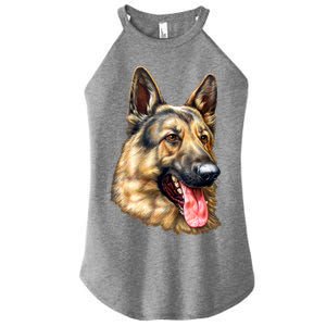 German Shepherd Face Women's Perfect Tri Rocker Tank