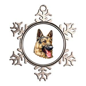 German Shepherd Face Metallic Star Ornament