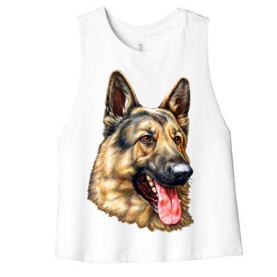 German Shepherd Face Women's Racerback Cropped Tank