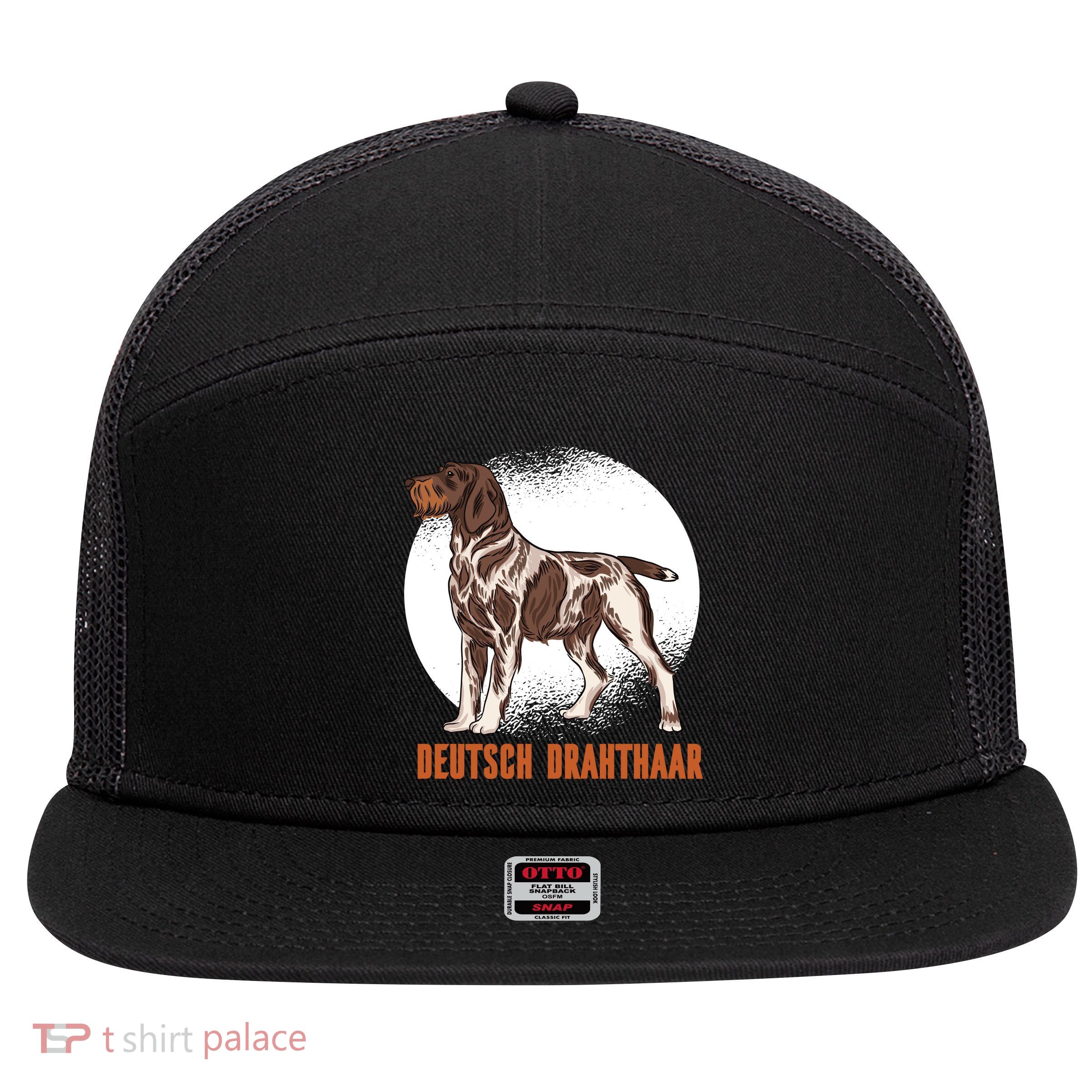 German Wirehaired Pointer Dog 7 Panel Mesh Trucker Snapback Hat