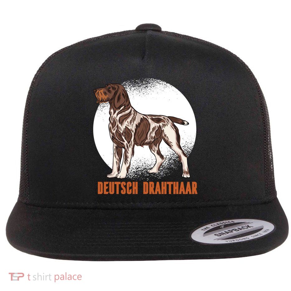 German Wirehaired Pointer Dog Flat Bill Trucker Hat