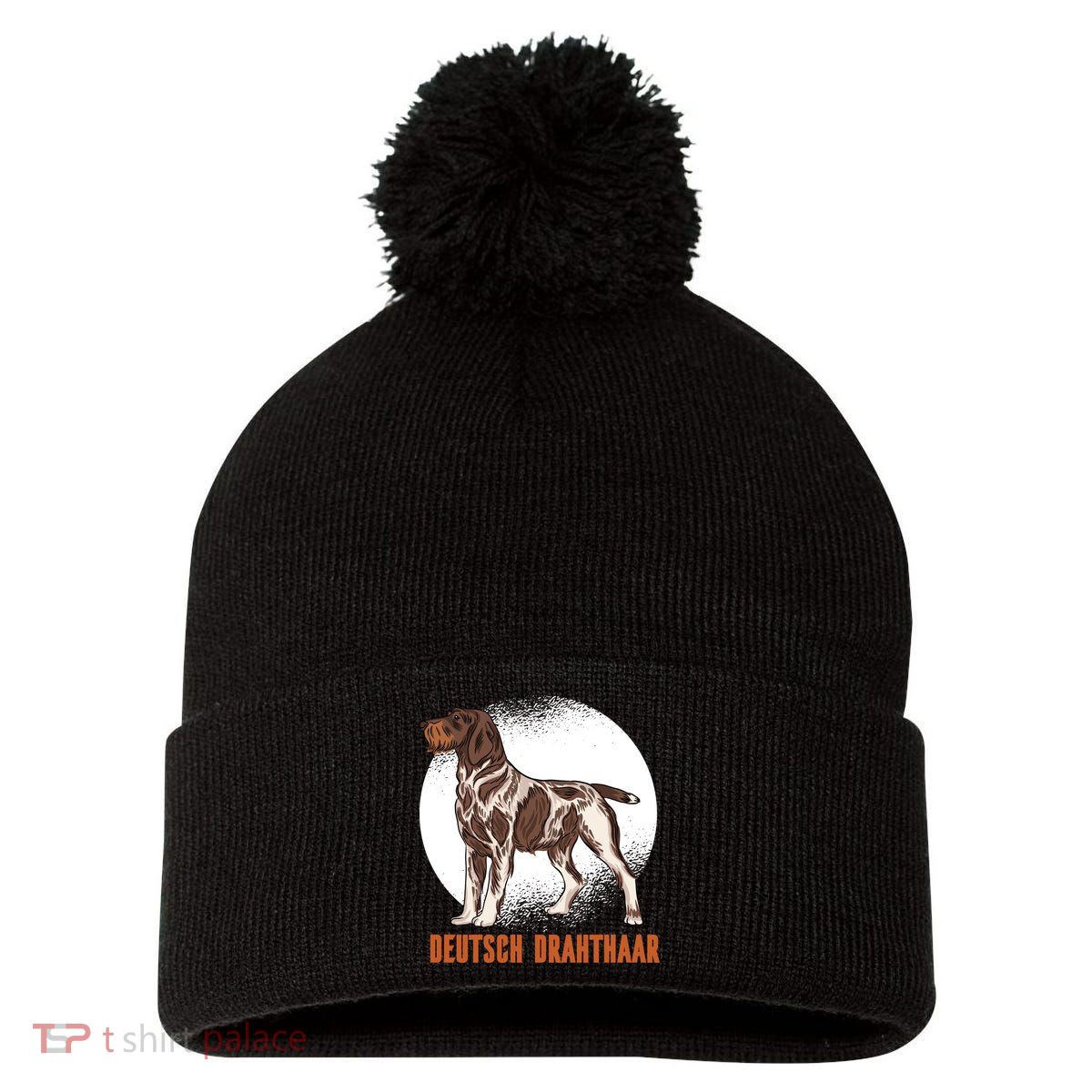 German Wirehaired Pointer Dog Pom Pom 12in Knit Beanie