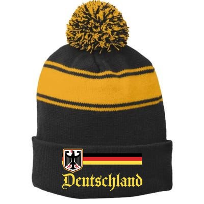 Germany Flag Stripe Logo Stripe Pom Pom Beanie