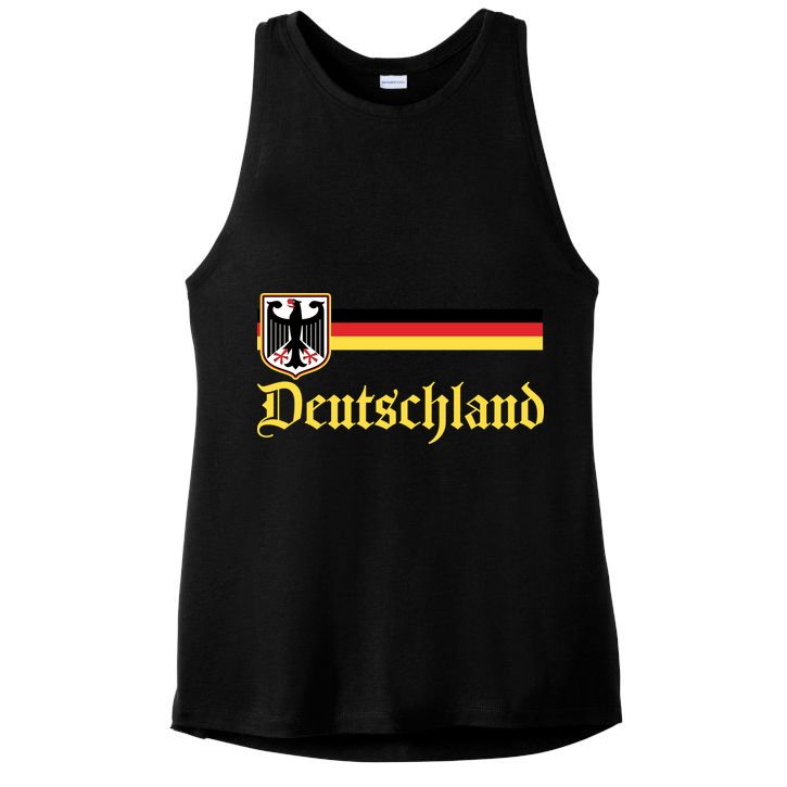 Germany Flag Stripe Logo Ladies PosiCharge Tri-Blend Wicking Tank