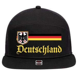 Germany Flag Stripe Logo 7 Panel Mesh Trucker Snapback Hat