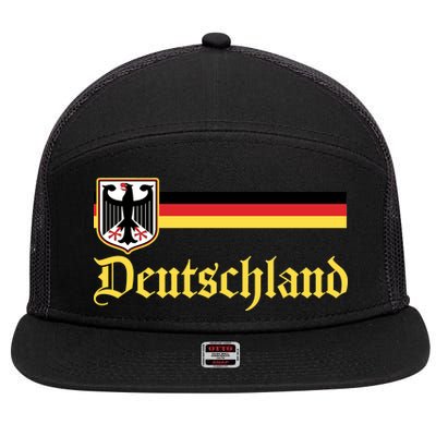 Germany Flag Stripe Logo 7 Panel Mesh Trucker Snapback Hat