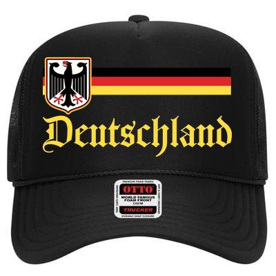 Germany Flag Stripe Logo High Crown Mesh Back Trucker Hat