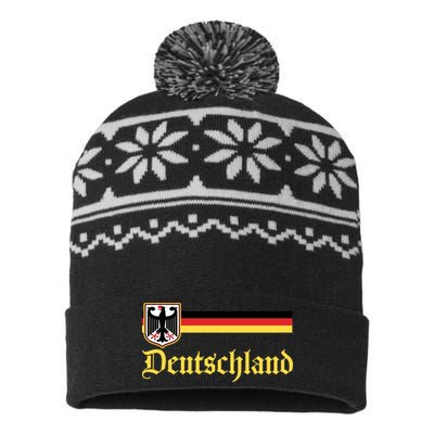 Germany Flag Stripe Logo USA-Made Snowflake Beanie