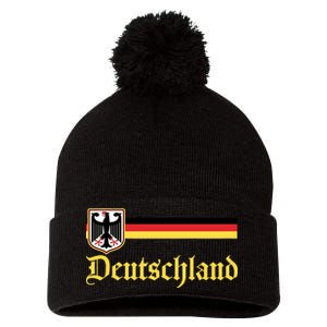 Germany Flag Stripe Logo Pom Pom 12in Knit Beanie