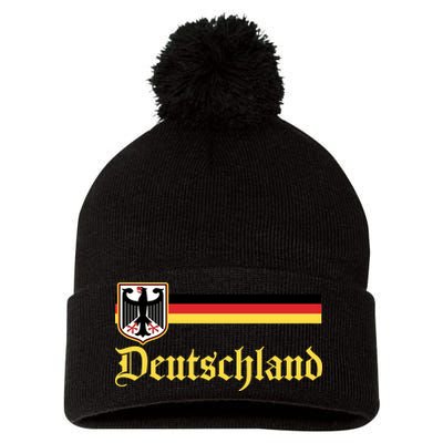 Germany Flag Stripe Logo Pom Pom 12in Knit Beanie