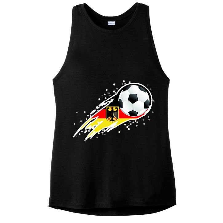 Germany Soccer Insignia Brush Strokes Ladies PosiCharge Tri-Blend Wicking Tank