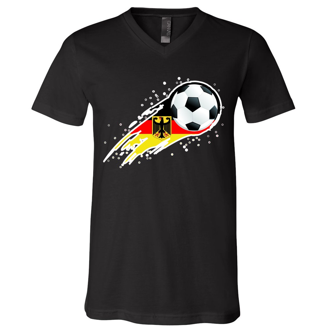Germany Soccer Insignia Brush Strokes V-Neck T-Shirt