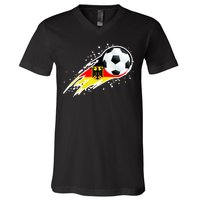 Germany Soccer Insignia Brush Strokes V-Neck T-Shirt