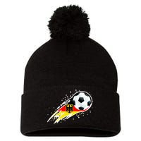 Germany Soccer Insignia Brush Strokes Pom Pom 12in Knit Beanie