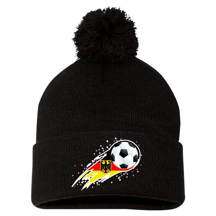 Germany Soccer Insignia Brush Strokes Pom Pom 12in Knit Beanie