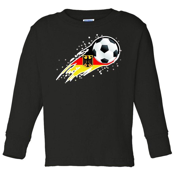 Germany Soccer Insignia Brush Strokes Toddler Long Sleeve Shirt