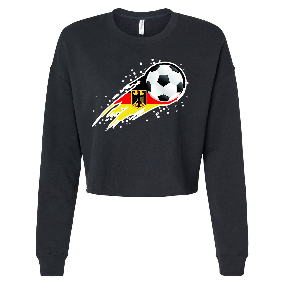Germany Soccer Insignia Brush Strokes Cropped Pullover Crew