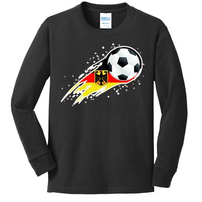 Germany Soccer Insignia Brush Strokes Kids Long Sleeve Shirt