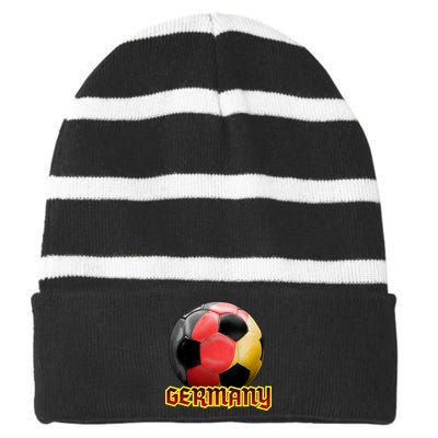 Germany Soccer Logo Striped Beanie with Solid Band