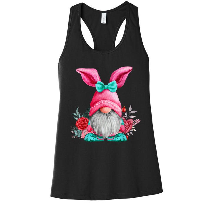 Gnome Easter Spring Gnomes Egg Hunting Women's Racerback Tank