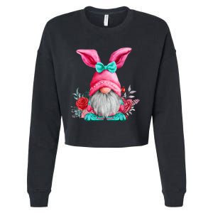 Gnome Easter Spring Gnomes Egg Hunting Cropped Pullover Crew