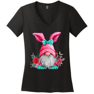 Gnome Easter Spring Gnomes Egg Hunting Women's V-Neck T-Shirt