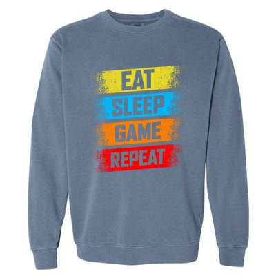 Gaming Eat Sleep Game Repeat Teen Adults Gift Garment-Dyed Sweatshirt