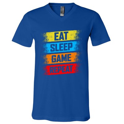 Gaming Eat Sleep Game Repeat Teen Adults Gift V-Neck T-Shirt