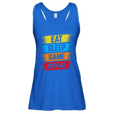 Gaming Eat Sleep Game Repeat Teen Adults Gift Ladies Essential Flowy Tank