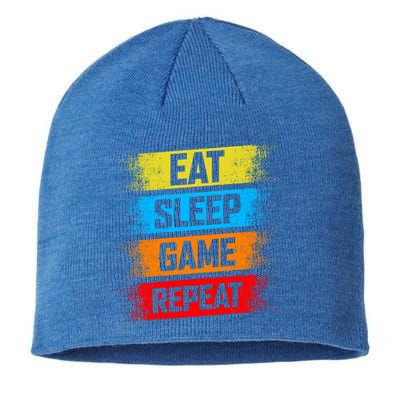 Gaming Eat Sleep Game Repeat Teen Adults Gift Sustainable Beanie