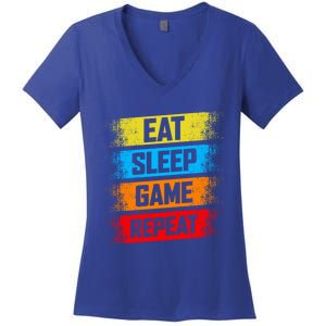 Gaming Eat Sleep Game Repeat Teen Adults Gift Women's V-Neck T-Shirt