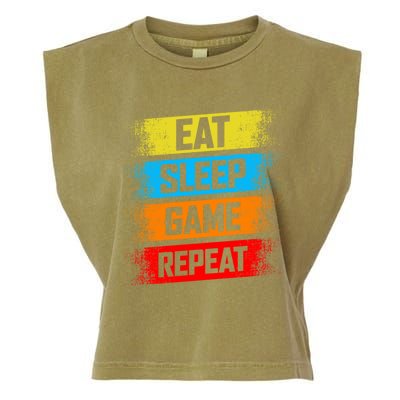 Gaming Eat Sleep Game Repeat Teen Adults Gift Garment-Dyed Women's Muscle Tee