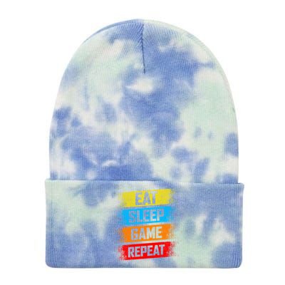 Gaming Eat Sleep Game Repeat Teen Adults Gift Tie Dye 12in Knit Beanie