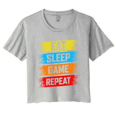 Gaming Eat Sleep Game Repeat Teen Adults Gift Women's Crop Top Tee