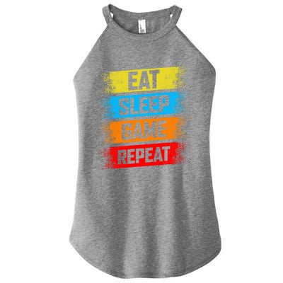 Gaming Eat Sleep Game Repeat Teen Adults Gift Women’s Perfect Tri Rocker Tank