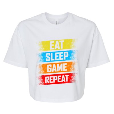 Gaming Eat Sleep Game Repeat Teen Adults Gift Bella+Canvas Jersey Crop Tee