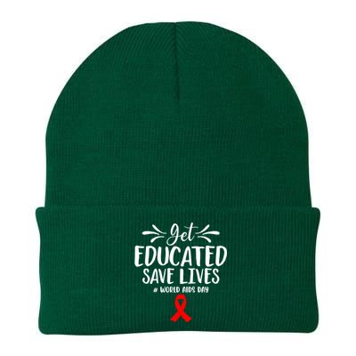 Get Educated Save Lives World Aids Day Gift Knit Cap Winter Beanie