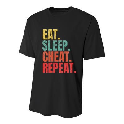 Gamer Eat Sleep Cheat Repeat Youth Performance Sprint T-Shirt