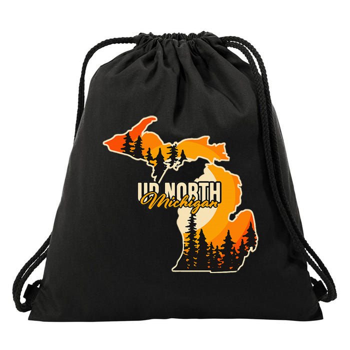 Go Explore State Of Michigan Apparel Up North Hiking Drawstring Bag