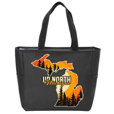 Go Explore State Of Michigan Apparel Up North Hiking Zip Tote Bag