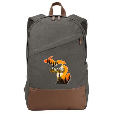 Go Explore State Of Michigan Apparel Up North Hiking Cotton Canvas Backpack