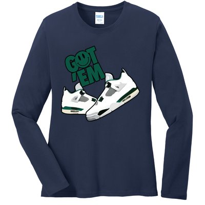 Got Em Smile Matching Oxidized Green 4s Ladies Long Sleeve Shirt