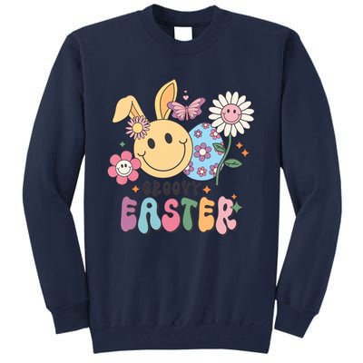 Groovy Easter Smile Flower Bunny Smiling Face Easter Day Gift Idea Tall Sweatshirt