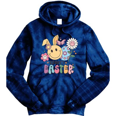 Groovy Easter Smile Flower Bunny Smiling Face Easter Day Gift Idea Tie Dye Hoodie