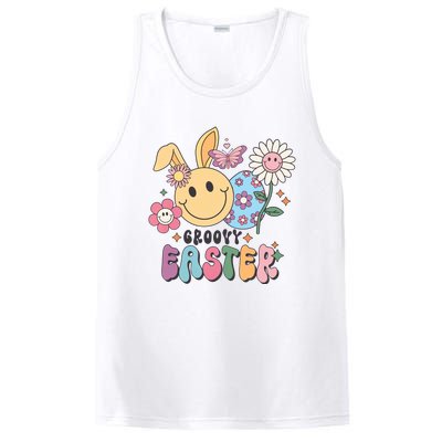 Groovy Easter Smile Flower Bunny Smiling Face Easter Day Gift Idea PosiCharge Competitor Tank