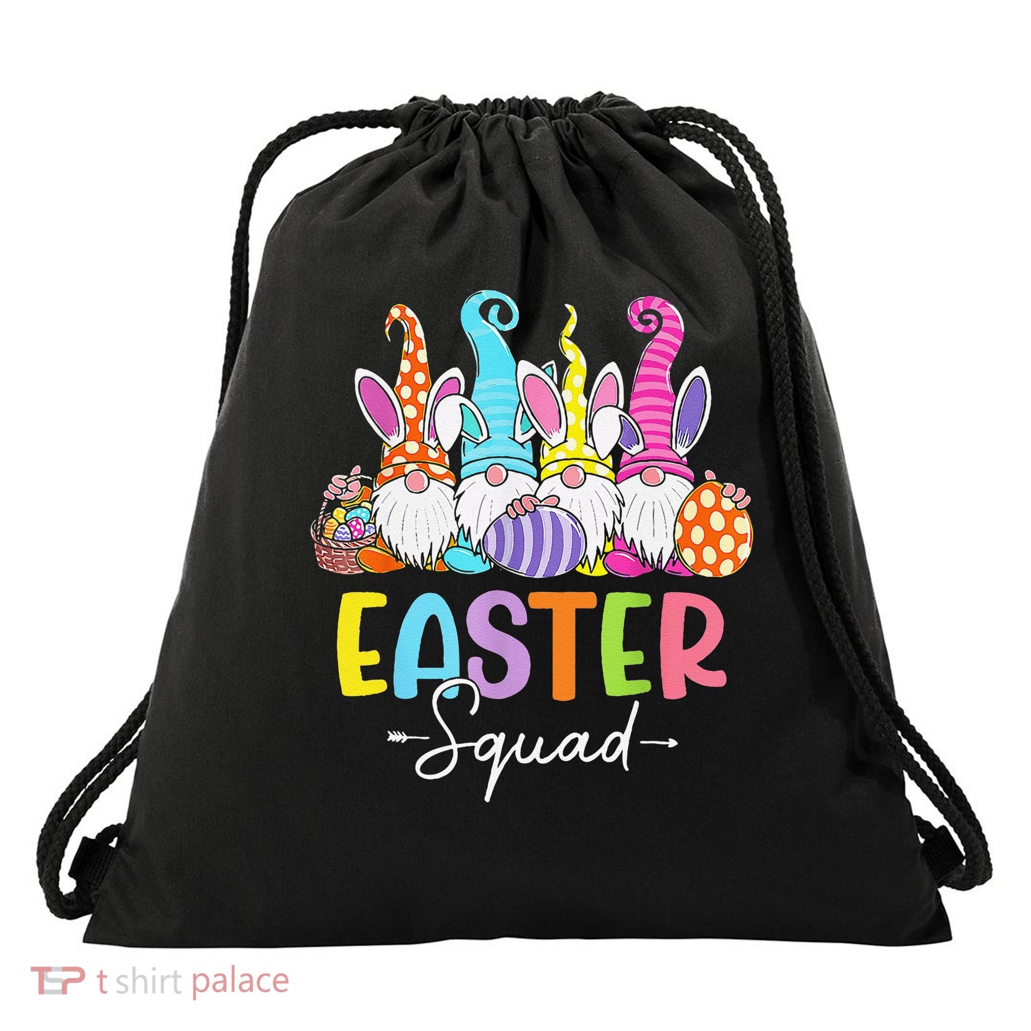 Gnome Easter Squad Bunny Egg Hunt Group Easter Day Gnomes Drawstring Bag