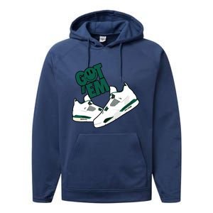 Got Em Smile Matching Oxidized Green 4s Performance Fleece Hoodie